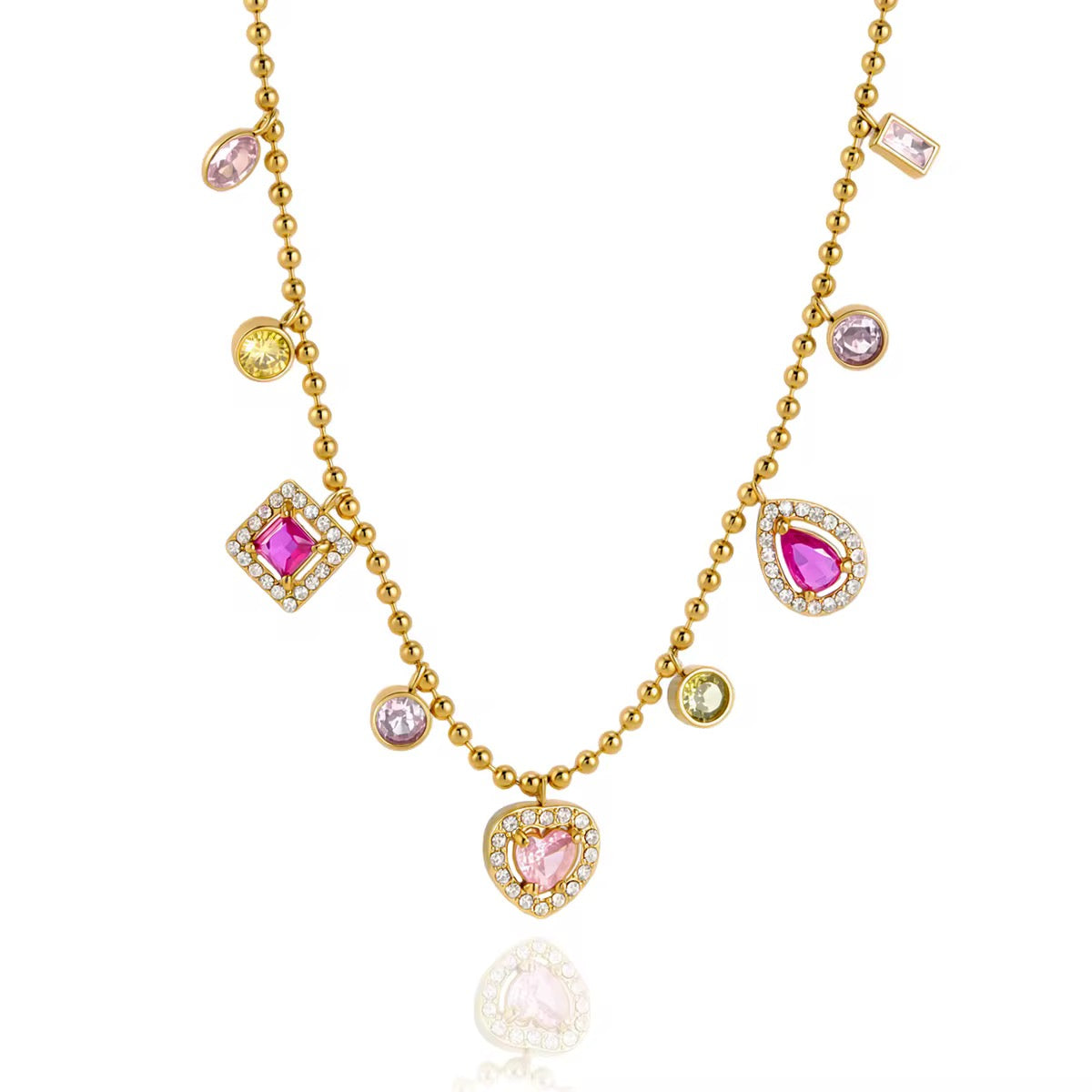 Gemstone Charm Cascade Necklace