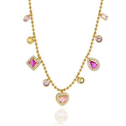 Gemstone Charm Cascade Necklace