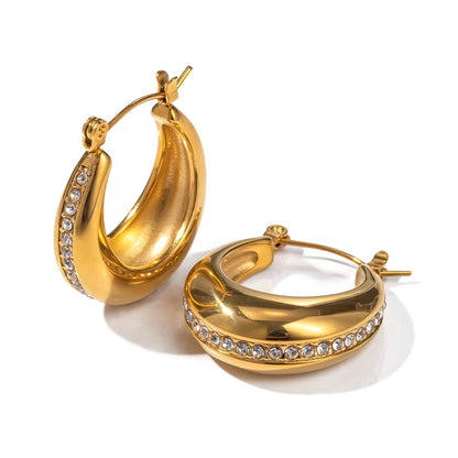 Luxe Crystal Dome Hoop Earrings