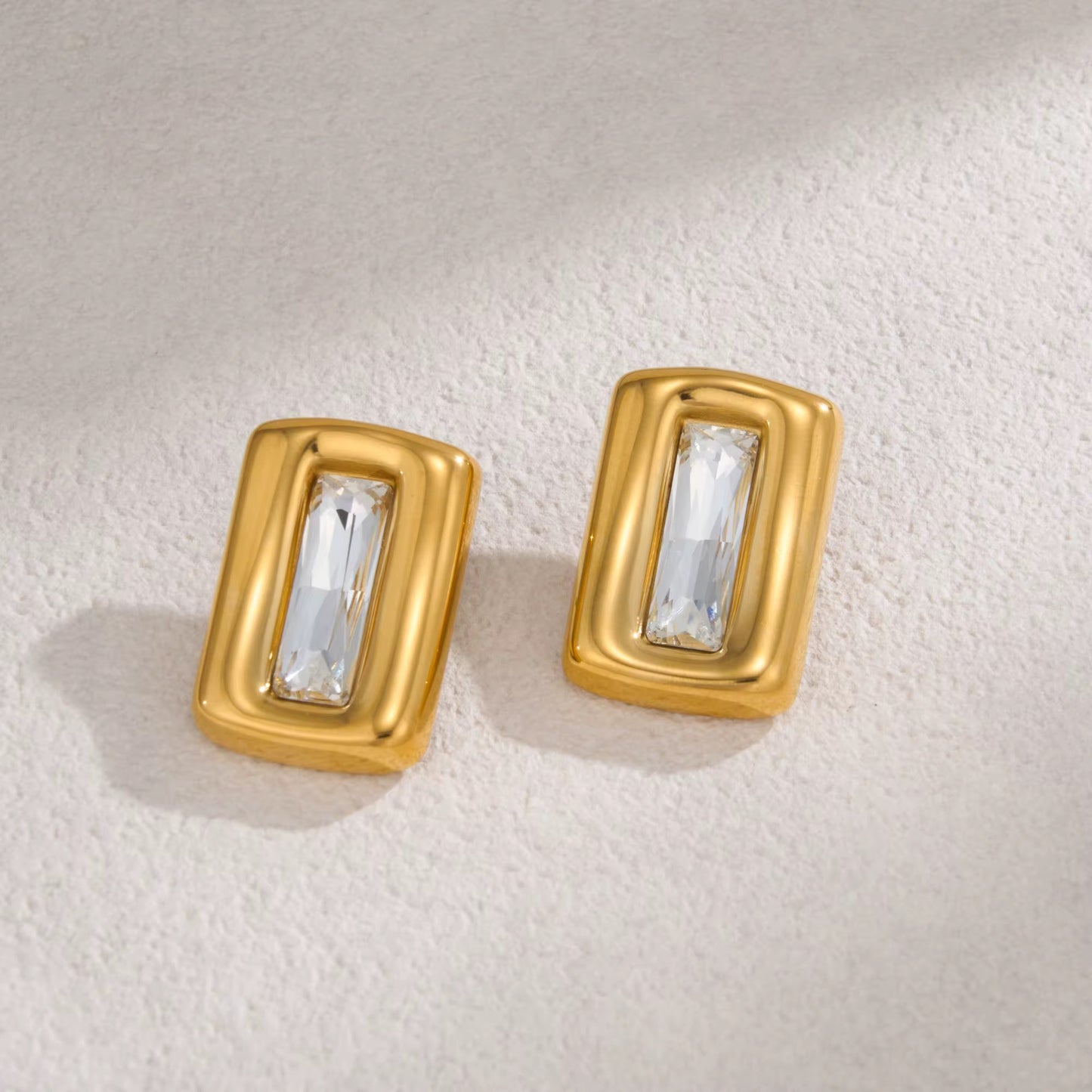 Rectangle Crystal Statement Stud Earrings