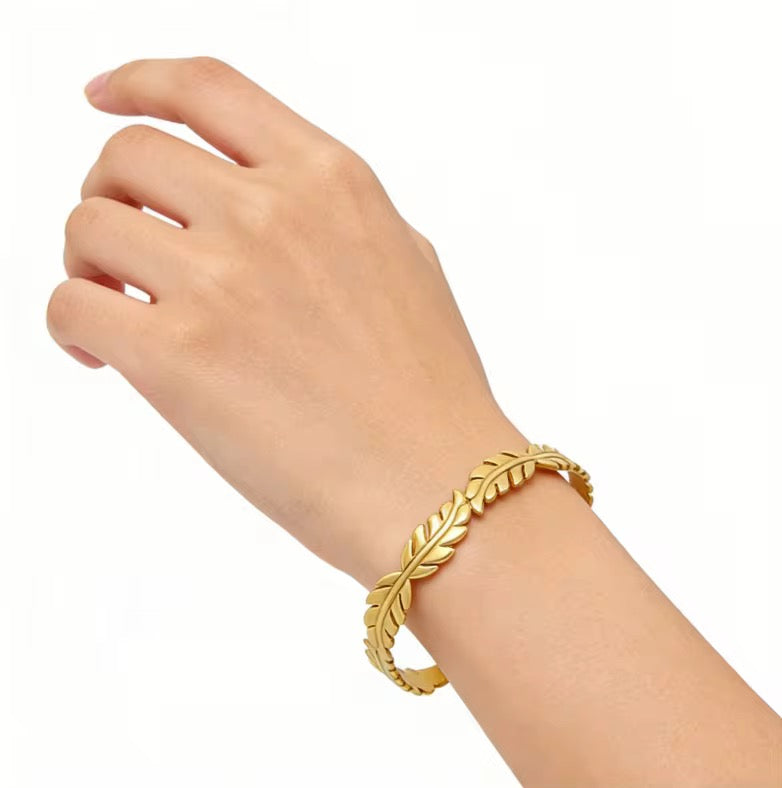 Gold Leaf Open Cuff Bracelet