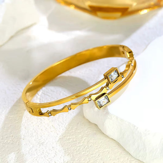 Luxury Gold Zirconia Bangle Bracelet