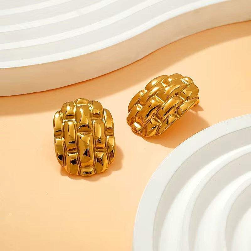Woven Texture Gold Hoop Earrings