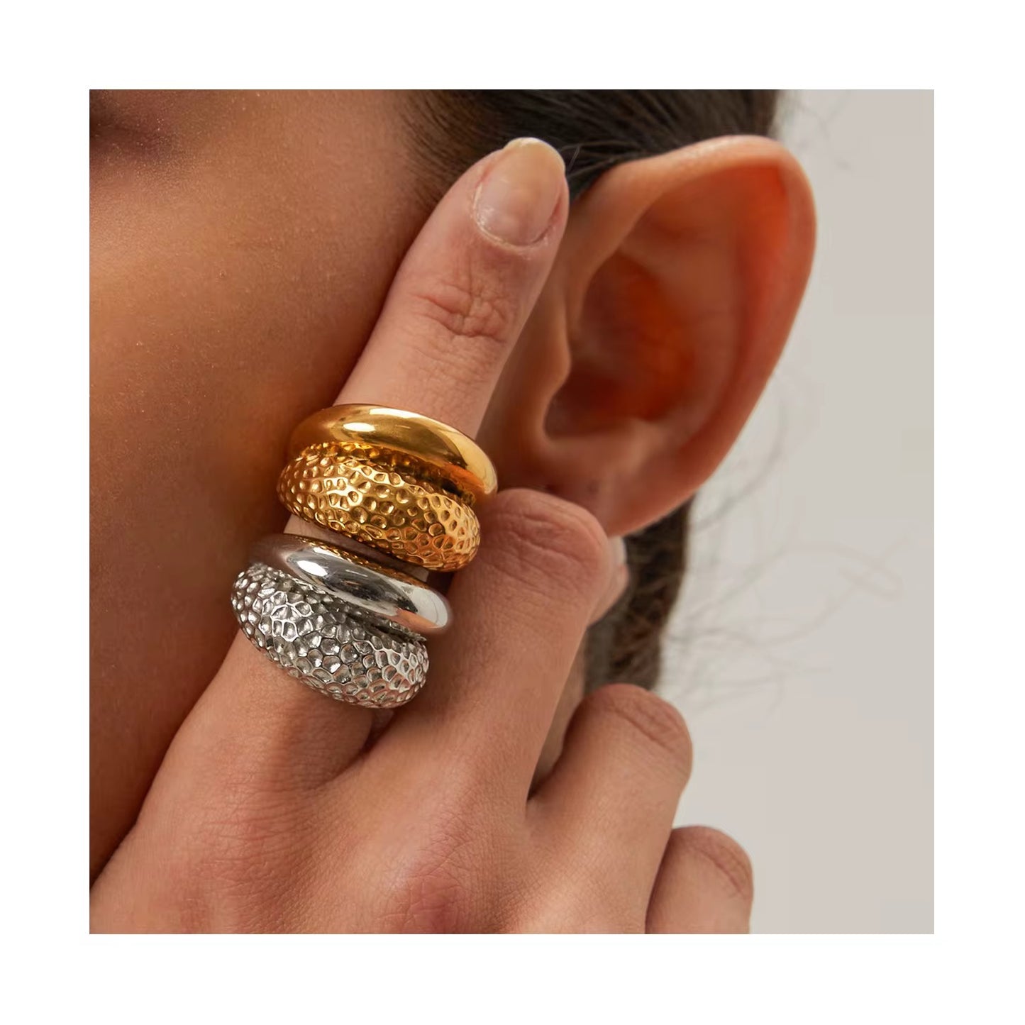 Dual Texture Dome Ring