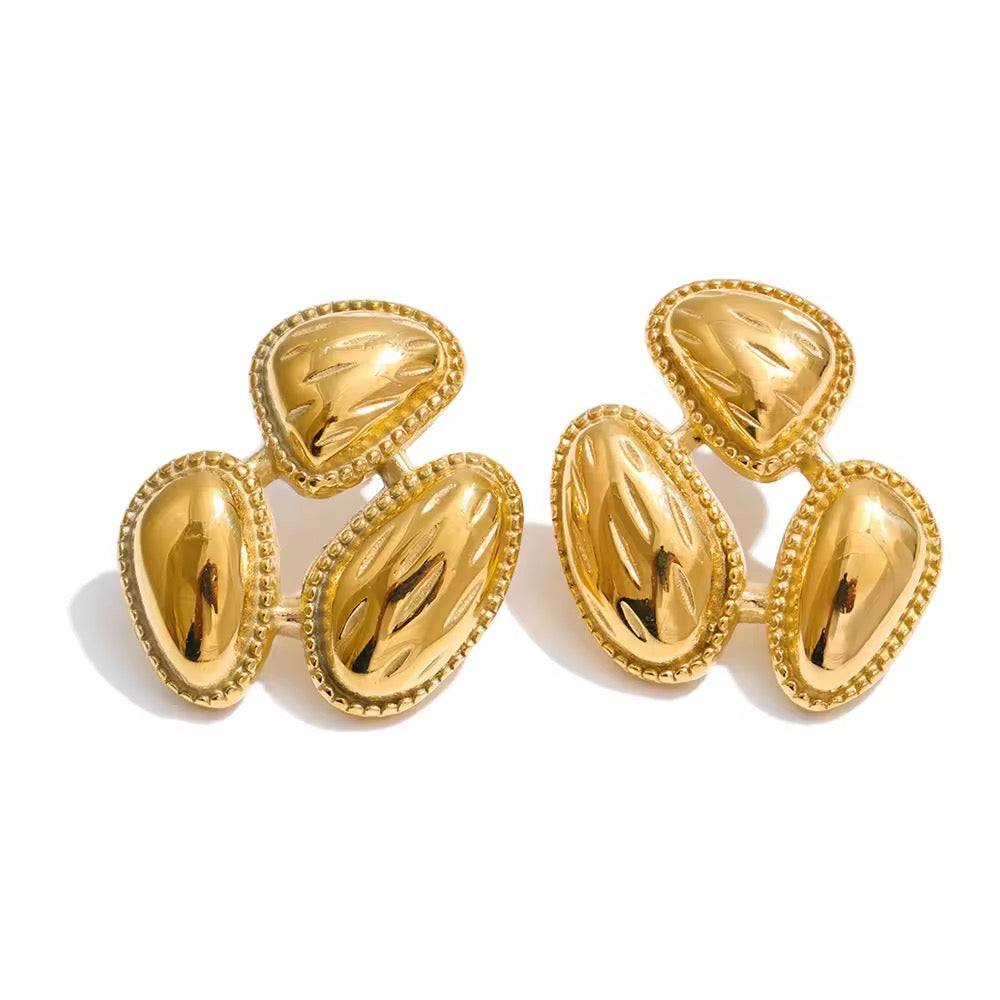 Luxe Geometric Oval Statement Earrings