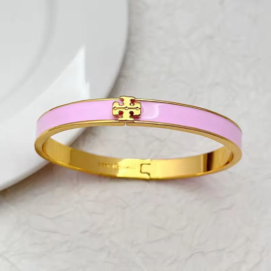 Enamel Cross Motif Gold Bangle Bracelet