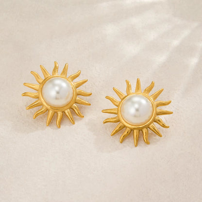 Golden Sun Pearl Earrings