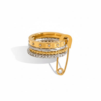 Safety Pin Stack Ring