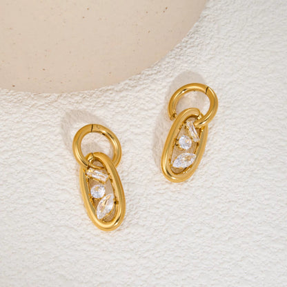 Luxe Oval Drop Crystal Hoops