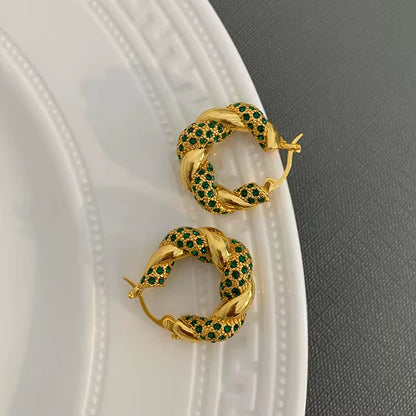 Twisted Pave Hoop Earrings