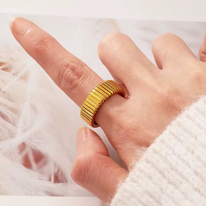 Ribbed Gold Band Ring