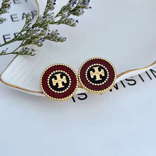 Vintage Cross Medallion Stud Earrings