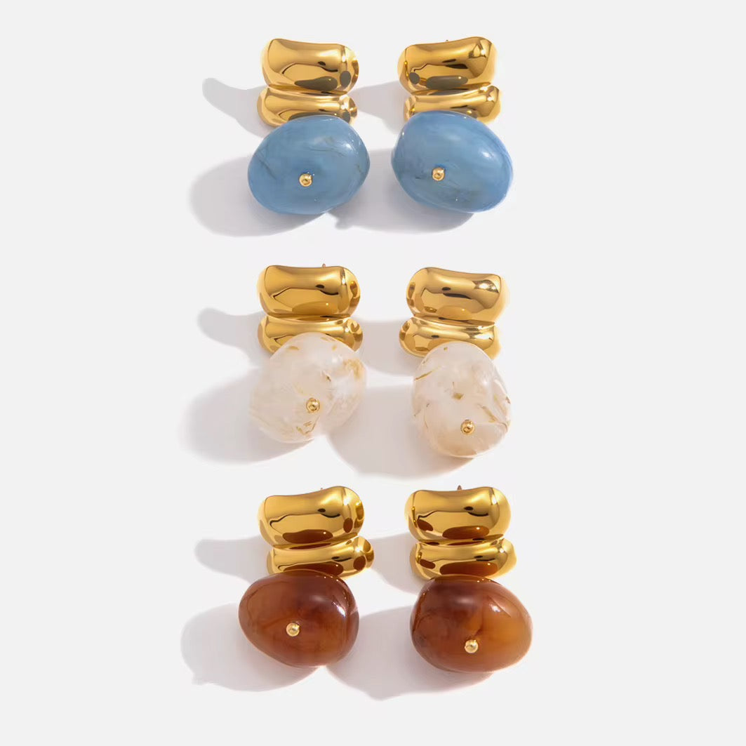 Marble Stone Drop Earrings