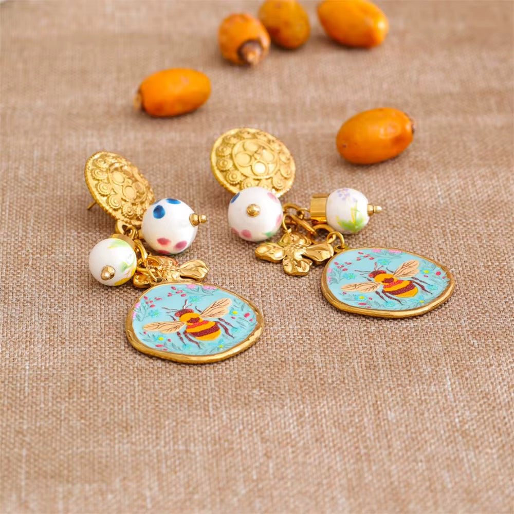 Bee Charm Statement Earrings