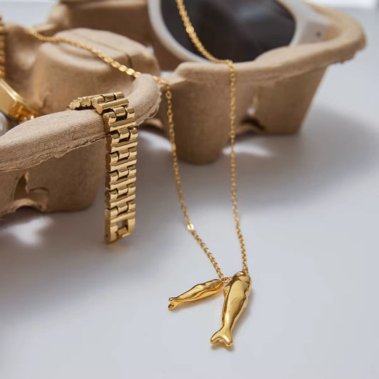 Golden Pisces Pendant Necklace