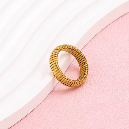 Ribbed Gold Band Ring
