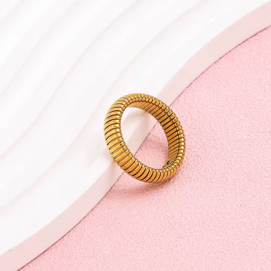 Ribbed Gold Band Ring