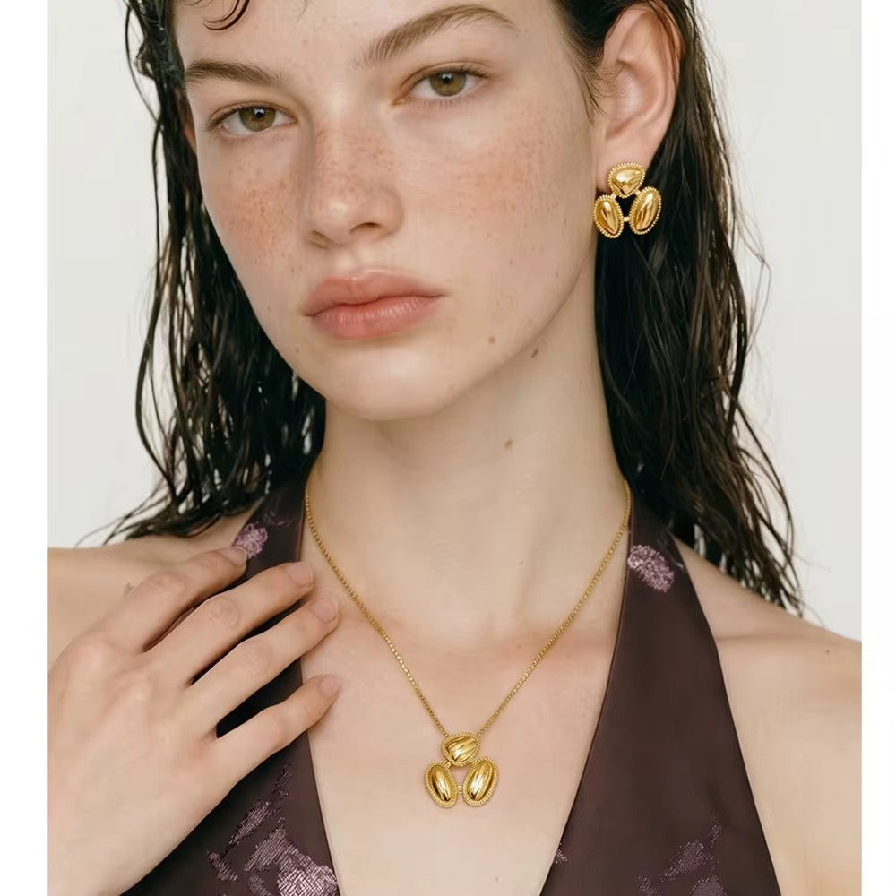 Luxe Geometric Oval Statement Earrings