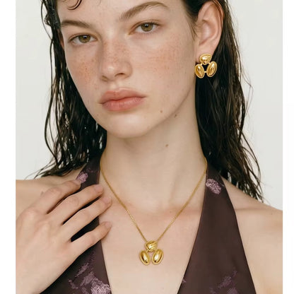 Luxe Geometric Oval Statement Earrings