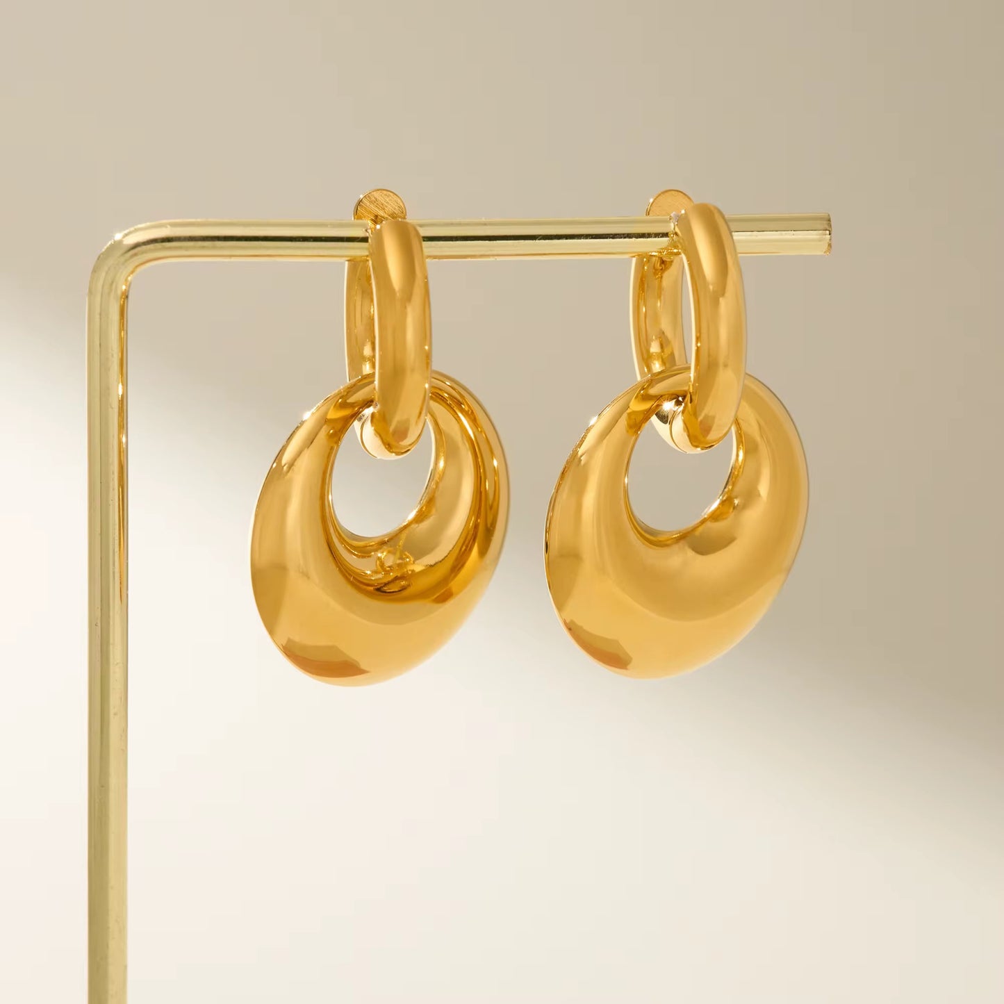 Luxe Double Circle Drop Earrings
