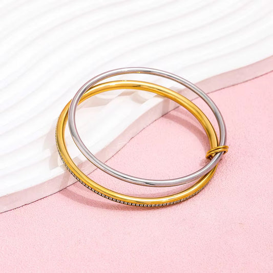 Luxury Waterproof Two-Tone Zirconia Bracelet
