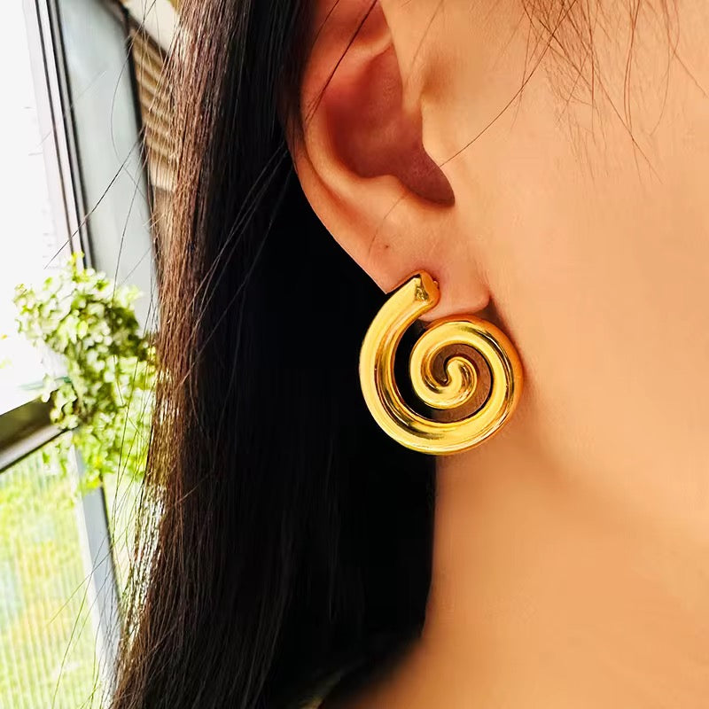 Gold Spiral Statement Earrings