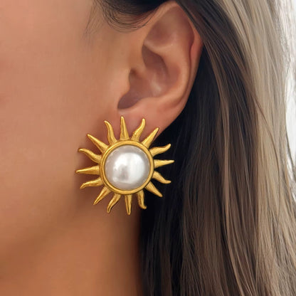 Golden Sun Pearl Earrings
