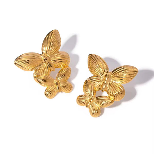Golden Butterfly Statement Earrings