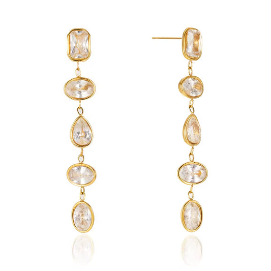 Zircon Tassel Drop Earrings