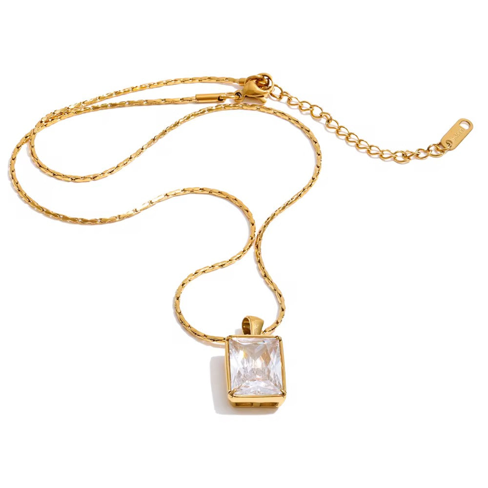 Radiant Solitaire Crystal Necklace