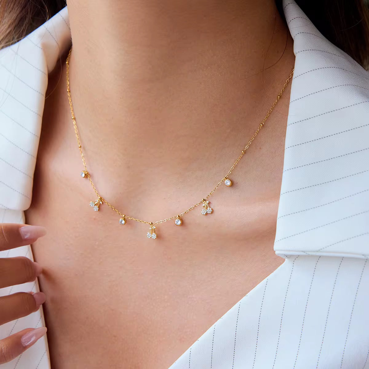 Crystal Cherry Charm Necklace