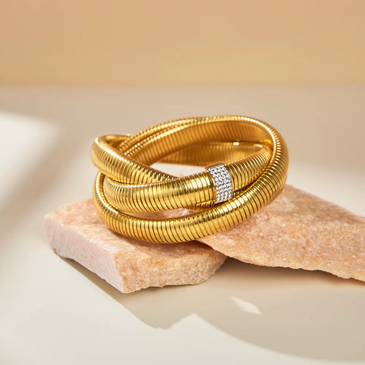 Gold Coil Wrap Statement Bracelet
