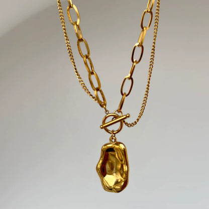 Layered Chain Pendant Necklace
