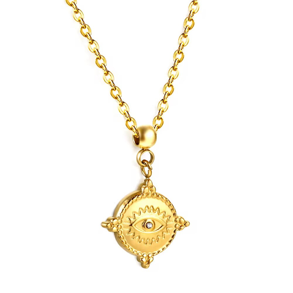 Evil Eye Sun Gold Necklace