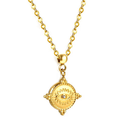 Evil Eye Sun Gold Necklace