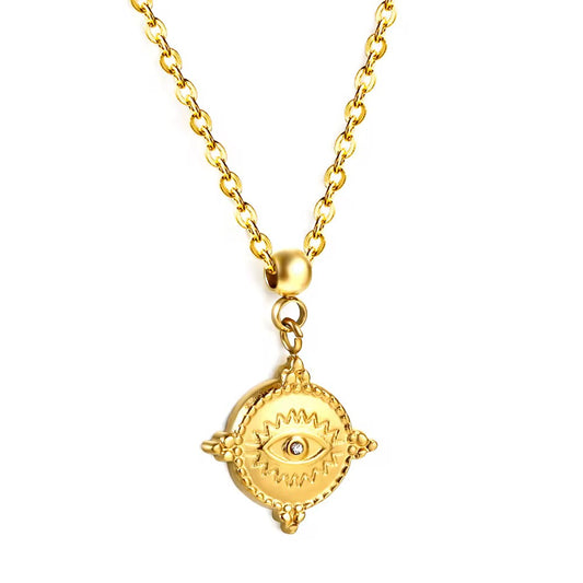 Evil Eye Sun Gold Necklace