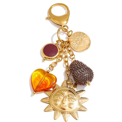 Golden Sun Charm Keychain