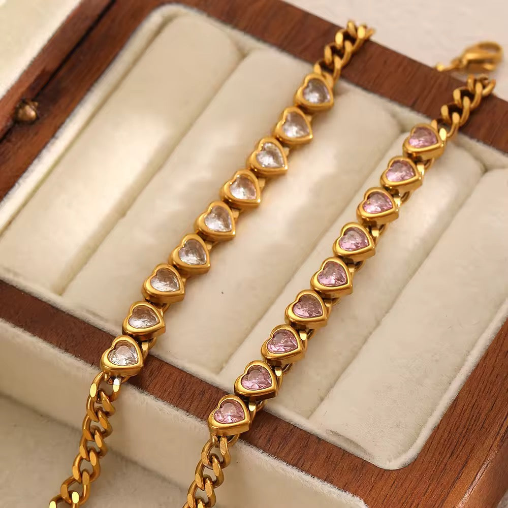 Crystal Heart Chain Bracelet