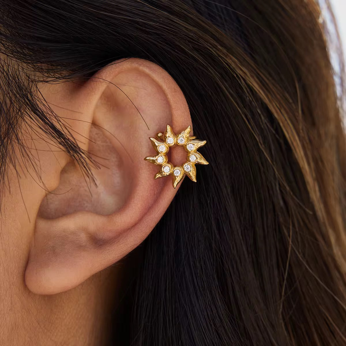Sunburst Crystal Ear Cuff