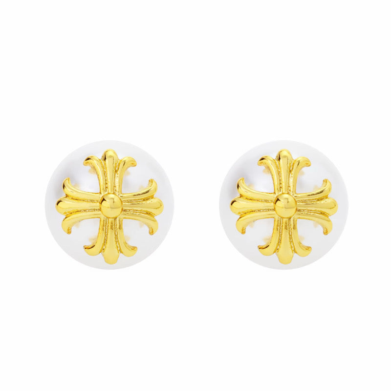 Minimalist Cross Gold Stud Earrings