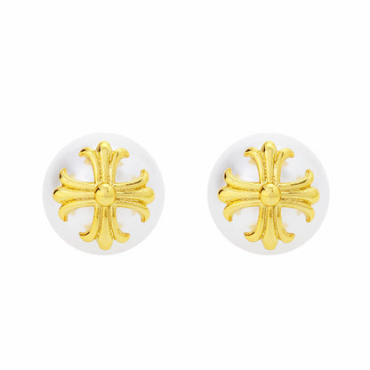 Minimalist Cross Gold Stud Earrings