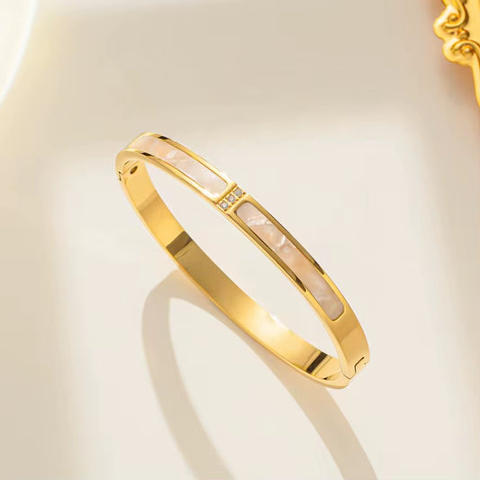 Gold Inlay Bangle Bracelet