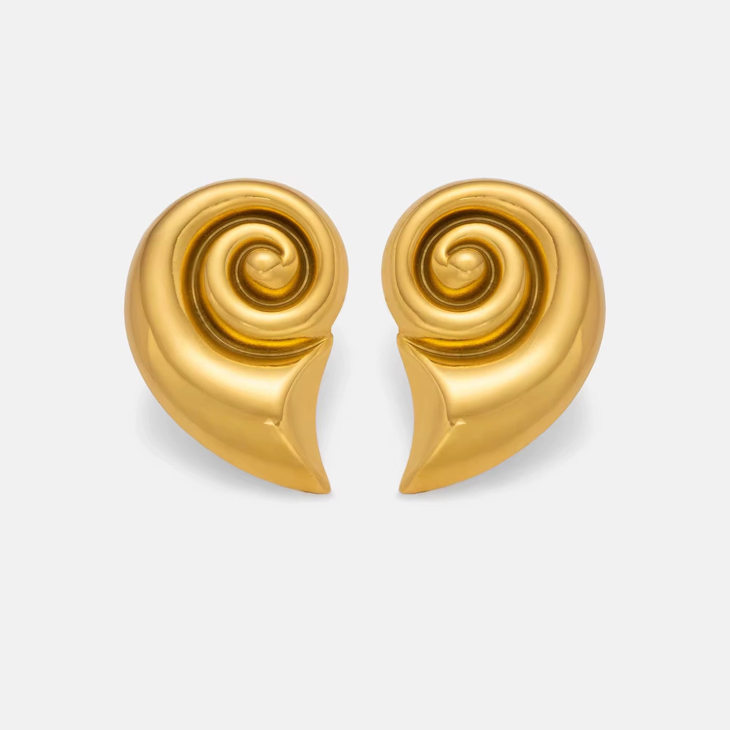 Gold Spiral Shell Statement Earrings