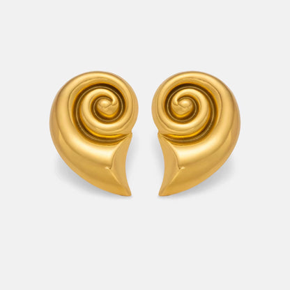 Gold Spiral Shell Statement Earrings
