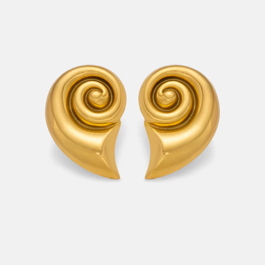 Gold Spiral Shell Statement Earrings