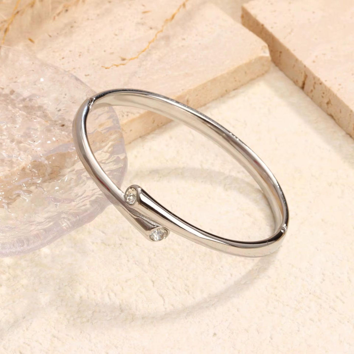 Minimal Dual Zircon Cuff Bracelet