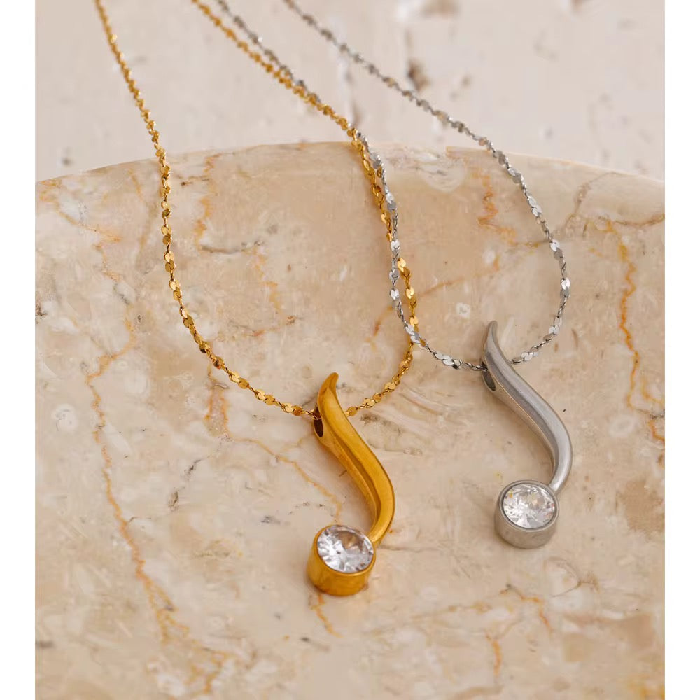 Golden Swirl Zircon Pendant Necklace