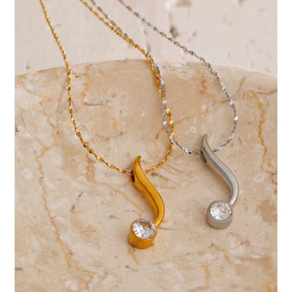 Golden Swirl Zircon Pendant Necklace