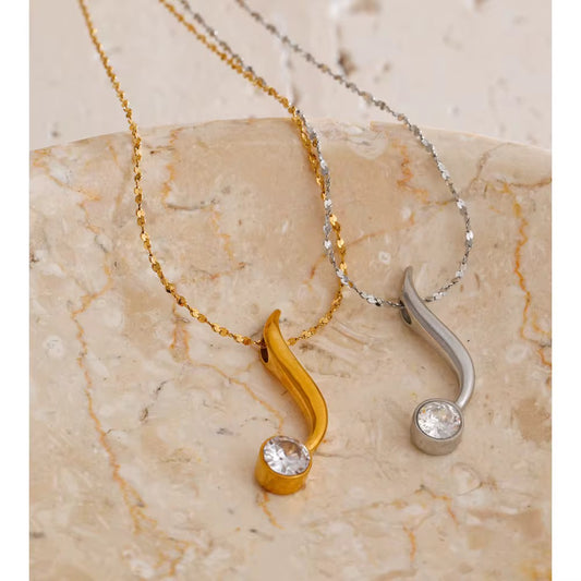 Golden Swirl Zircon Pendant Necklace