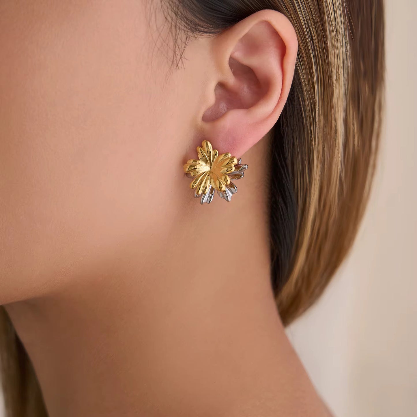 Dual Bloom Mixed Flower Earrings